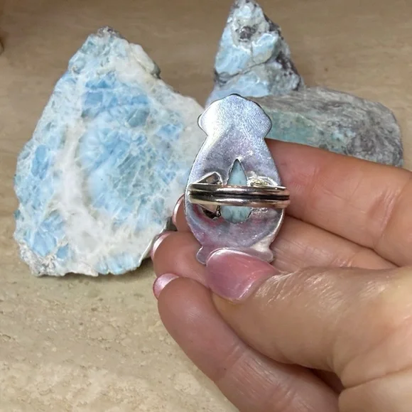 Beautiful Larimar Adjustable Ring - Picture 5 of 6